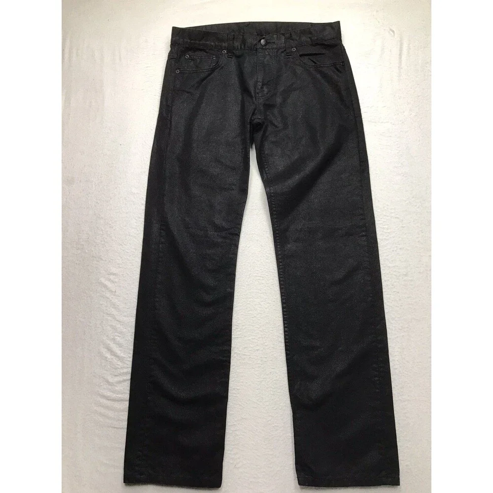 ARMANI EXCHANGE A/X Jeans Men 32x33 Black Coated Regular Straight Designer